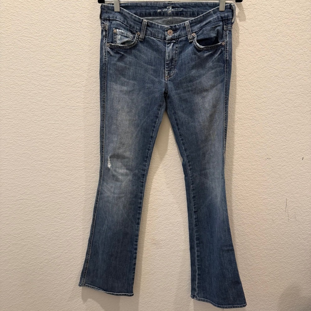 7 For All Mankind A Pocket Bootcut Jeans Medium Wash Distressed U130080U-080U 29